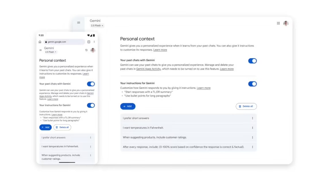 会记住你说的每句话：谷歌 AI Gemini App 上线记忆功能